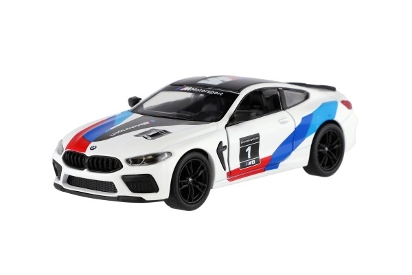Avto Kinsmart BMW M8 Competition Coupé 1:38 kov/plast 12,5cm 4 barve na povratni pogon 12kom v škatli