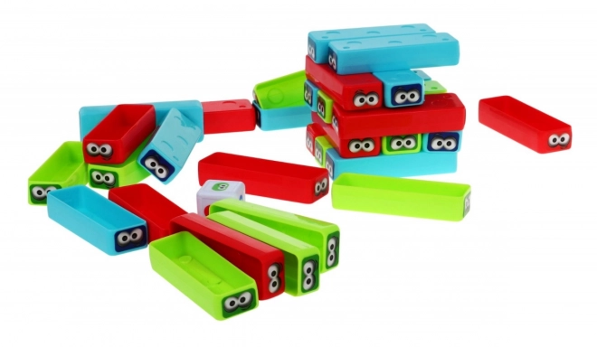 Mini arkadna igra Jenga za otroke 3+ Zlaganje stolpov + 30 barvnih kock + kocke