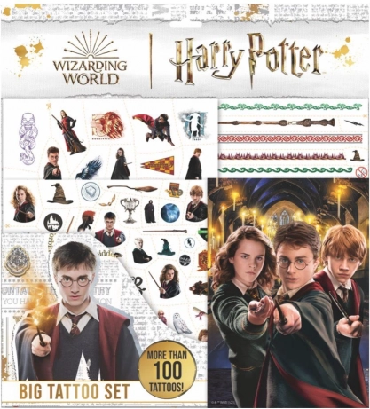 Velik komplet tetovaž HARRY POTTER z barvankami v vrečki