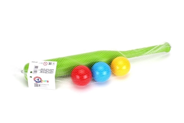 Baseball kij 50cm + 3 kos žogice plast 2 barvi v mrežici