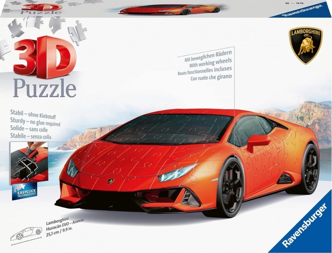 108-delna sestavljanka 3D Vozila Lamborghini Huracan Evo Arancio