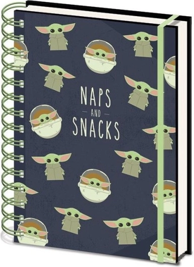 Zvezek Star Wars: The Mandalorian Snacks and Naps A5 s spiralno vezavo