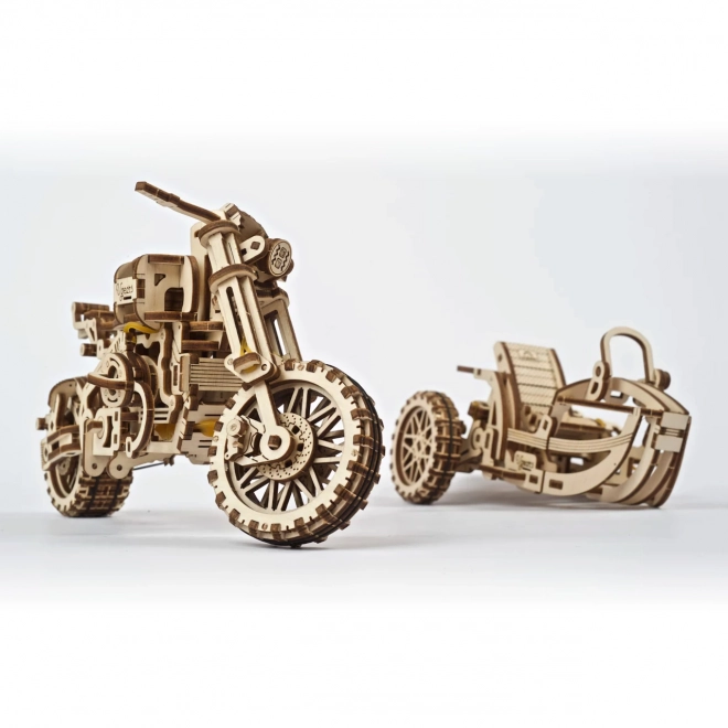 Ugears 3D puzzle Motocikel s prikolico 380 kosov