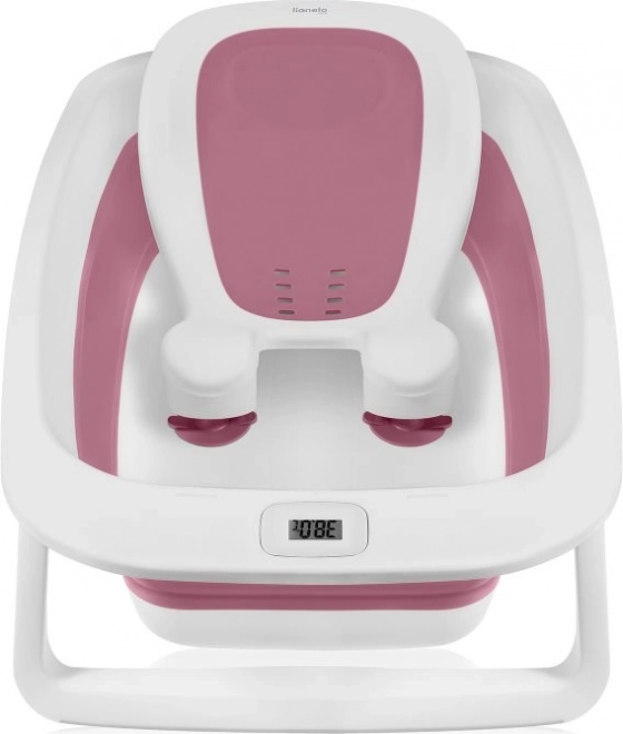 Zložljiva banjica Lionelo s termometrom in ležalnikom Pink Magnolia
