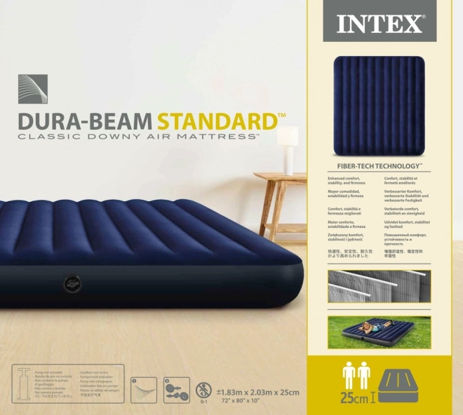 Napihljiva dvojna žimnica Velour 203x183 cm INTEX