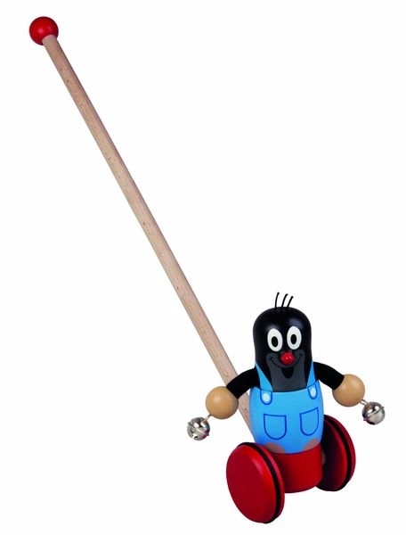 Potiskalnik na palici Krtek z zvončki - 55 cm