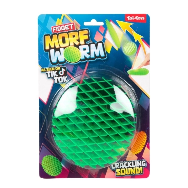 Fidget črv spreminjajoče oblike antistresna plastika 13cm 6 barv na kartici