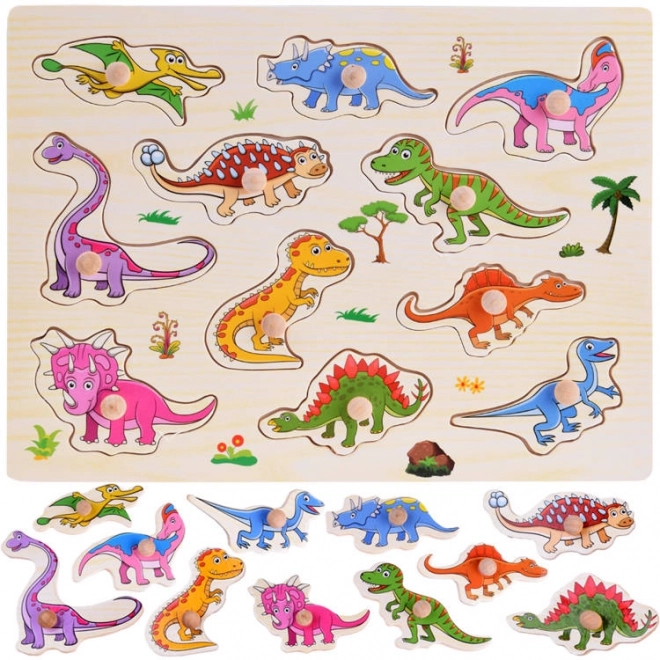 Lesena sestavljanka dinozavri