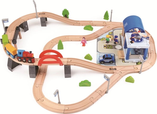 2Kids Toys lesena mestna vlakovna proga, 90 kosov