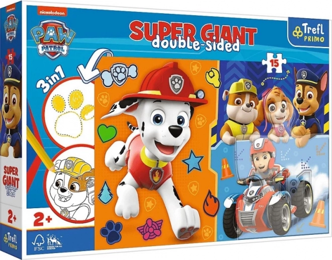Velikanski dvostranski puzzle 15 kosov PAW PATROL 3v1