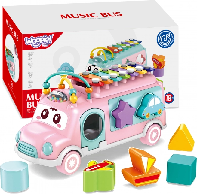 Woopie Baby glasbeni avtobus – sortirka z ksilofonom, rožnat