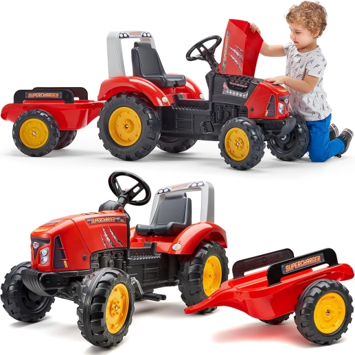 poganjalni traktor s prikolico Red Supercharger od 3 let