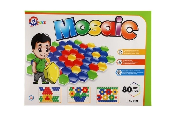 Mozaik klobuček 4cm za najmlajše gladek 80 kosov v škatli 45x34x4cm 12m+