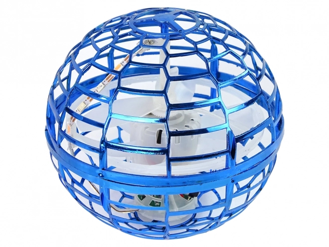 Leteča vrteča krogla modra Flynova LED 10 cm