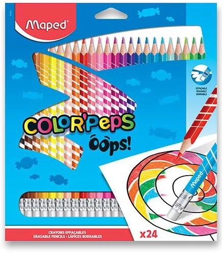MAPED Barvice trikotne Color'Peps Oops z radirko 24kos