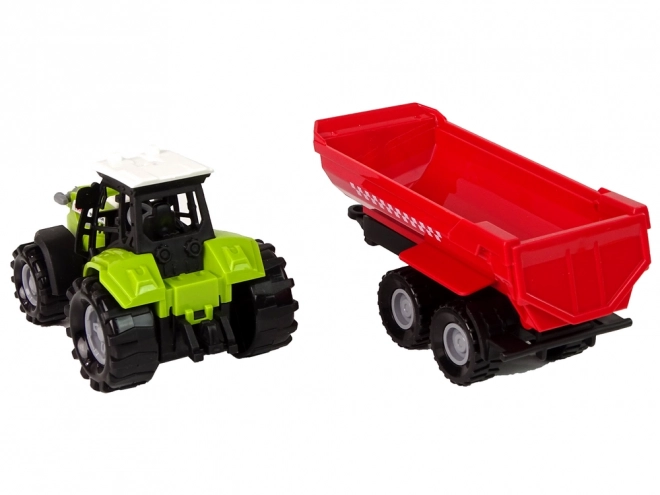 Zeleni traktor s rdečim priklopnikom Zvok