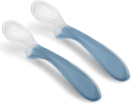 Komplet silikonskih žličk za otroke, powder blue, 2 kosa
