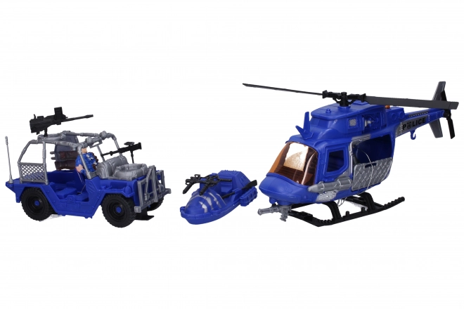 Policijska igralna garnitura s figuricami in helikopterjem