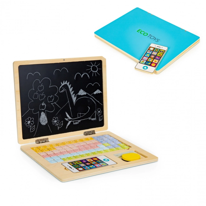ECOTOYS Leseni prenosnik s pametnim monitorjem - moder