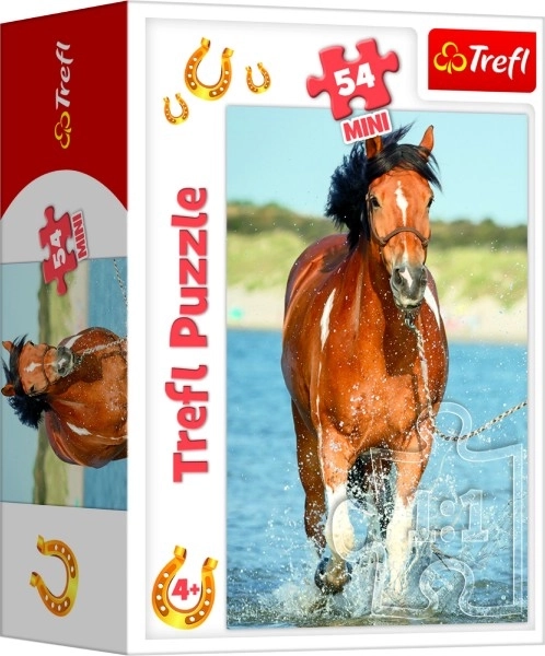 Minipuzzle 54 kosov Konji 4 vrste v škatli 9x6,5x4cm