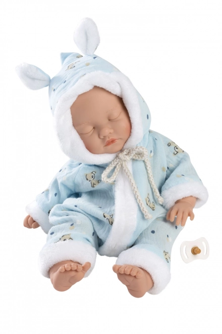 Llorens 63301 LITTLE BABY - speča realistična punčka dojenček z mehkim tekstilnim telesom - 32 cm