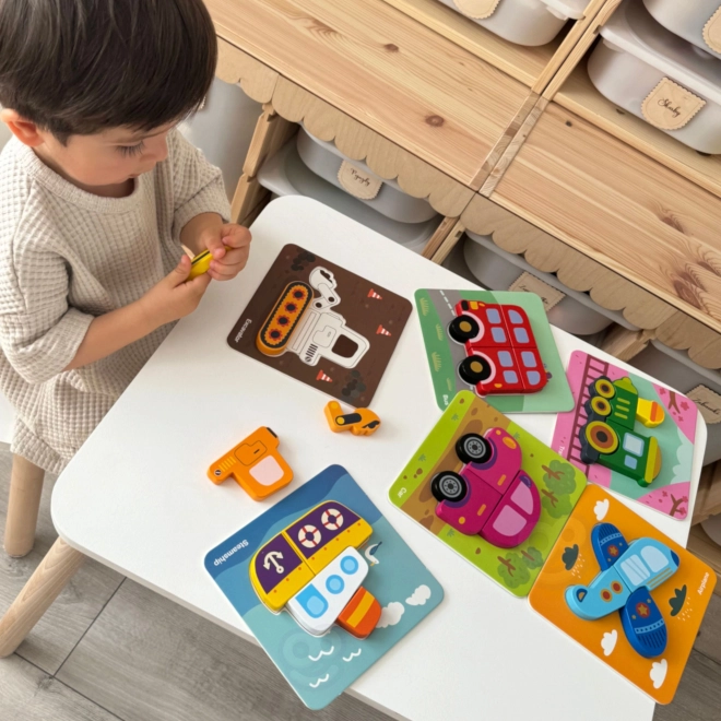 Woopie lesena sestavljanka vozila Montessori FSC