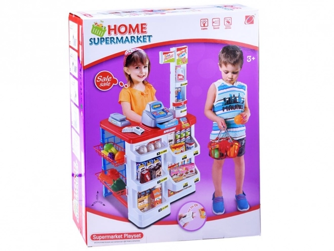 Otroški supermarket z blagajno in čitalcem