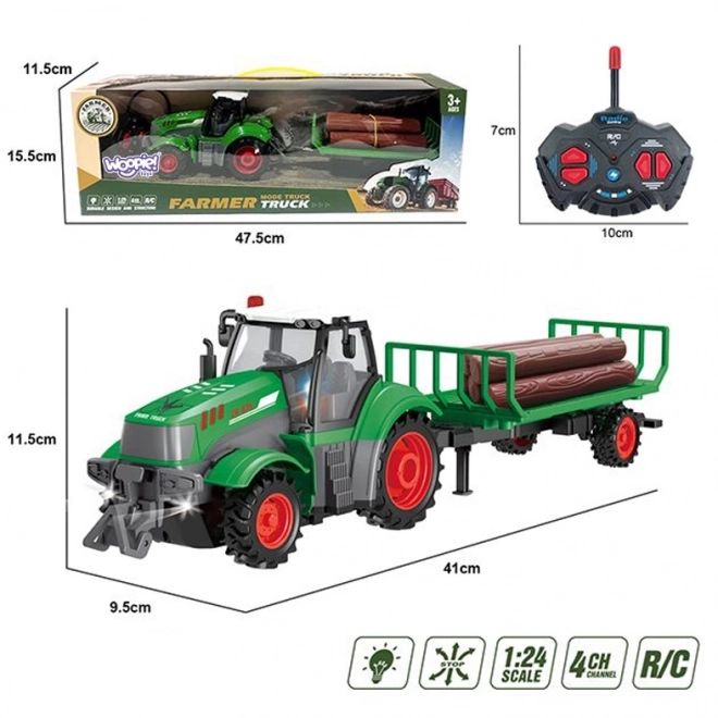 Traktor s prikolico na daljinsko vodenje 1:24