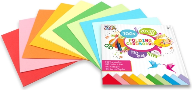 Set barvnih origami papirjev 20 × 20 cm, 50 listov, 110 g/m²