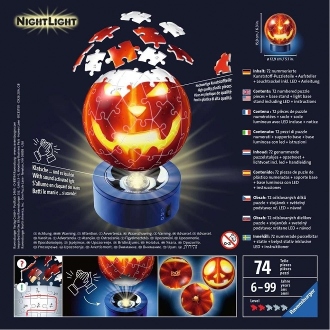 Ravensburger 3D svetleča bučna glava 74 kosov