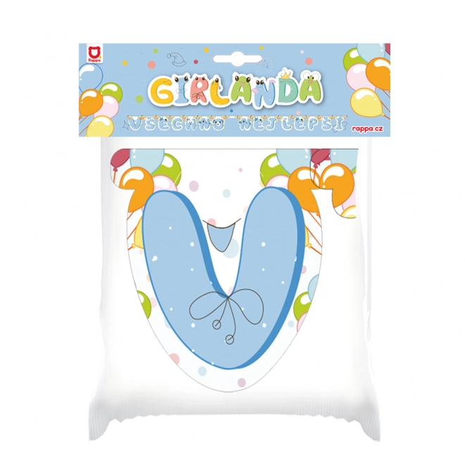 Papirnata girlanda Vse najboljše modra