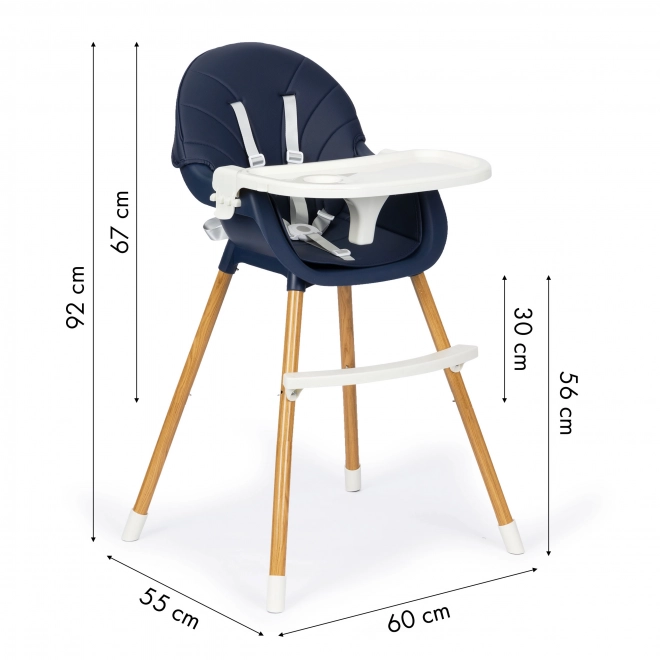 Ekotoys jedilna stolica 2v1 modra