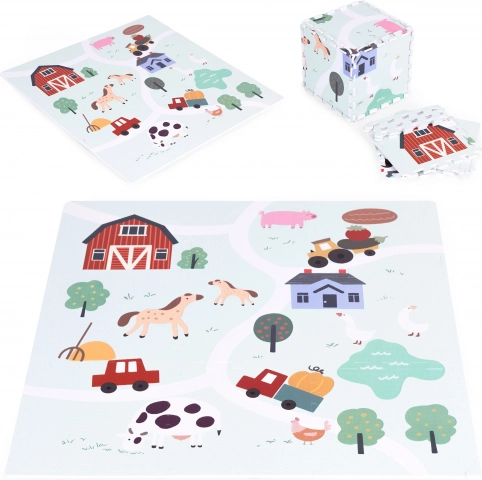 Velika penasta podloga farma 90,5 × 90,5 cm, 21 delov ECOTOYS