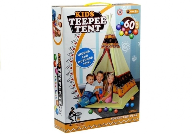 Indijanski šotor Tipi + 60 žogic 155 cm