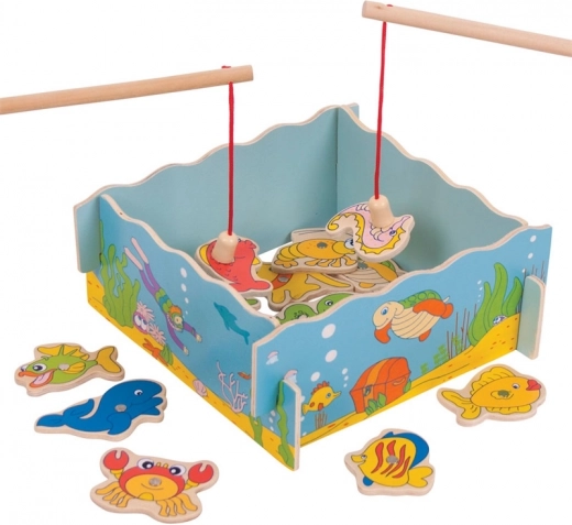 Lesena magnetna ribiška igra morje – BIGJIGS TOYS