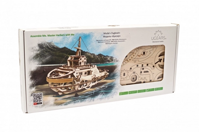 Ugears 3D sestavljanka - Vlečna ladja 169 delov