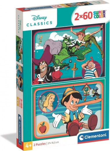 Sestavljanka Disney klasične pravljice 2×60 kosov CLEMENTONI