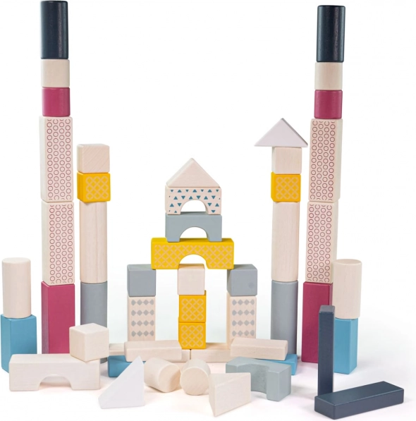 Bigjigs Toys lesene kocke v vedru, 50 kos