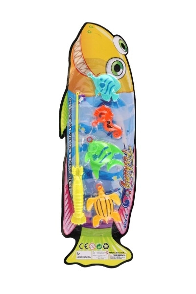 Igra ribe/ribolov s palico 26 cm plastika 5 barv na kartici 15,5x49x2cm