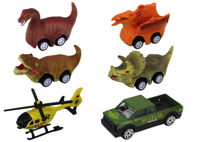 Dinozaver Transportni Kamion 6 kos Luči Zvoki Zelena
