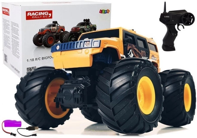 Terensko vozilo s velikimi kolesi Bigfoot na daljinsko upravljanje 2.4G 1:18 rumeno