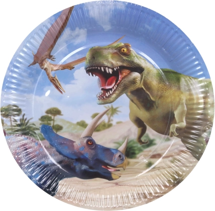 Papirnati party krožniki DINO 23 cm, 6 kos