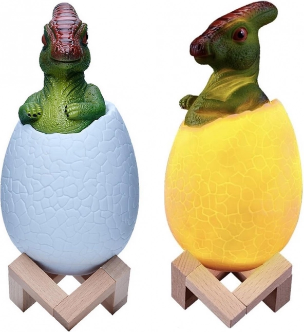 Nočna LED svetilka dinozaver v dinozavrovem jajcu RGB za otroke