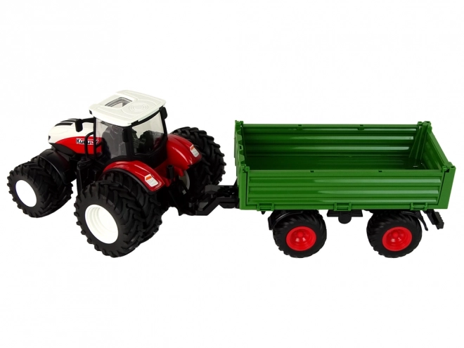 Daljinsko voden traktor s prikolico 1:24 rdeče-zelen