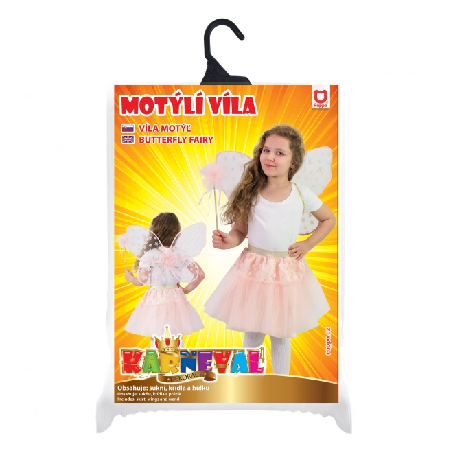 Kostum rožnate vile s cvetličnim motivom