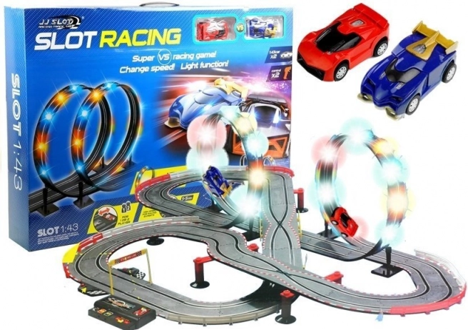Dirkalni slot set z LED zankami 1:43, 2 avtomobila