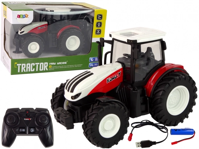 Daljinsko voden traktor 1:24 rdeče-bel Farma