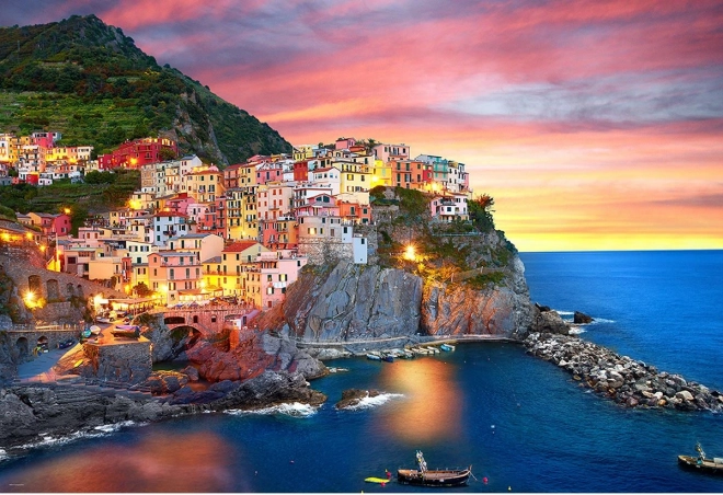 Sestavljanka Manarola ob mraku Italija 2000 koščkov