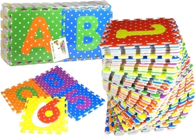 Pena puzzle barvna abeceda in številke 36 kosov