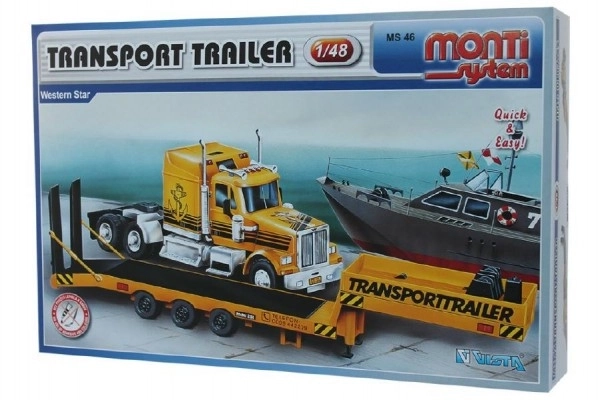 Gradbeni set Monti System MS 46 Transportni priklopnik Western Star 1:48 v škatli 32x20,5x7,5 cm